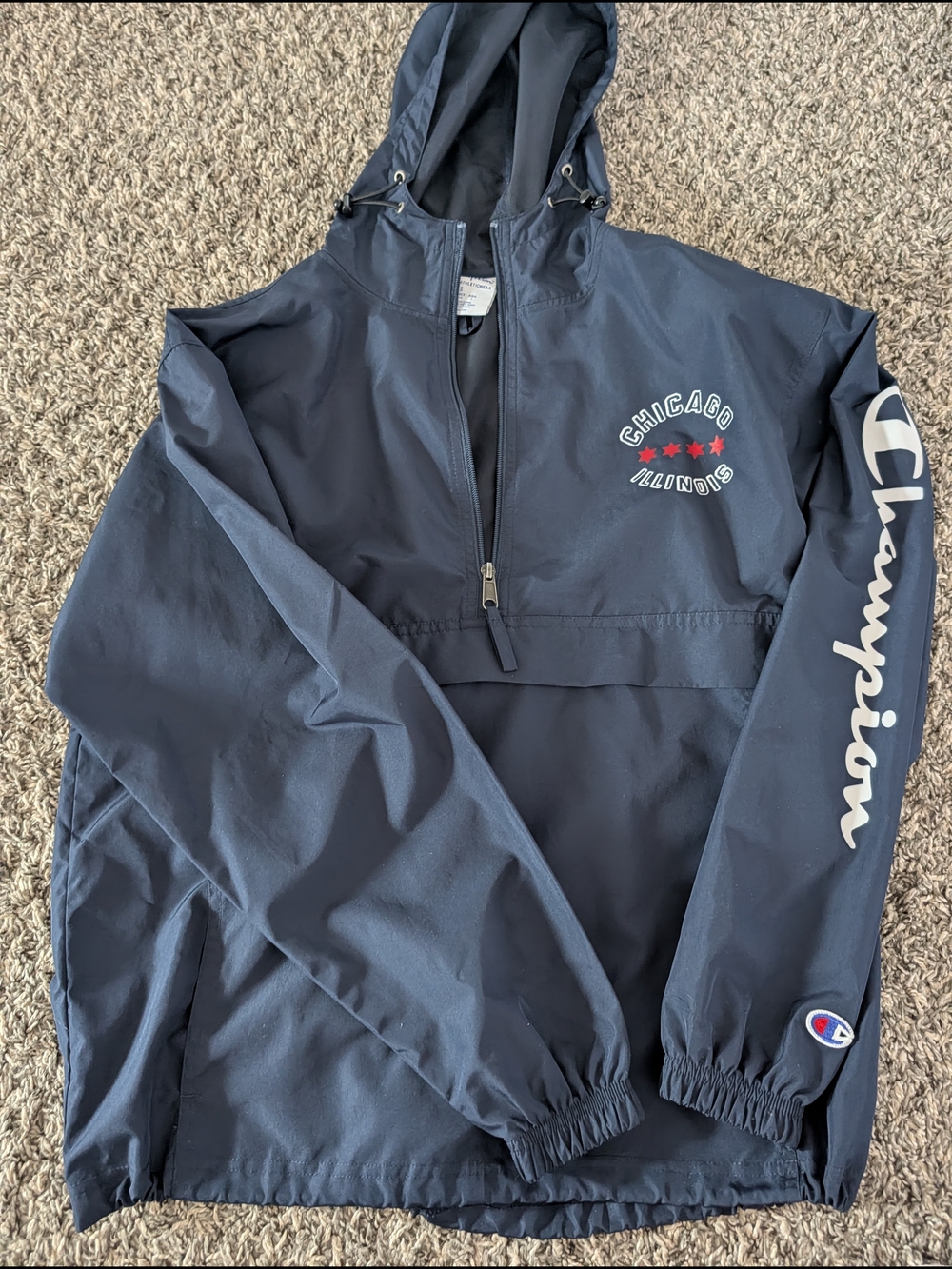 Champion Navy Chicago Pullover Anorak with Red Accents